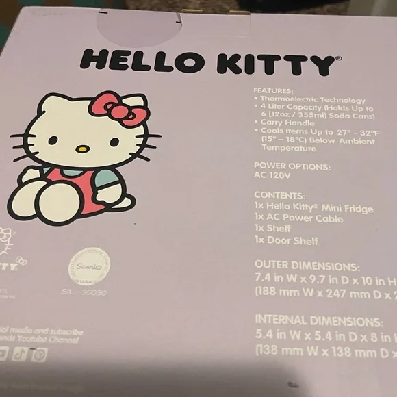 Hello Kitty Pink and White Mini Fridge